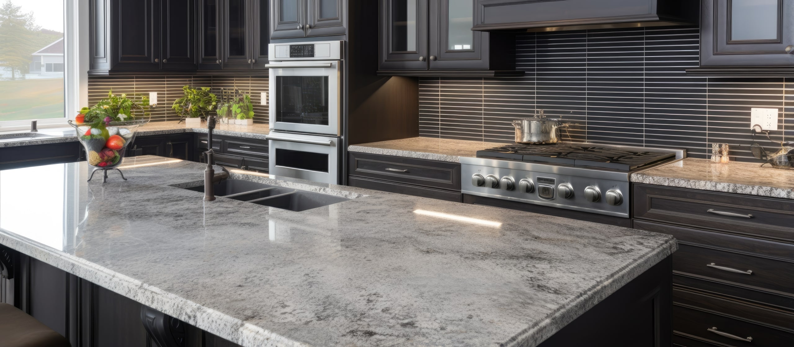 Granite kitchen countertops with modern cabinets showing elegant home design upgrade